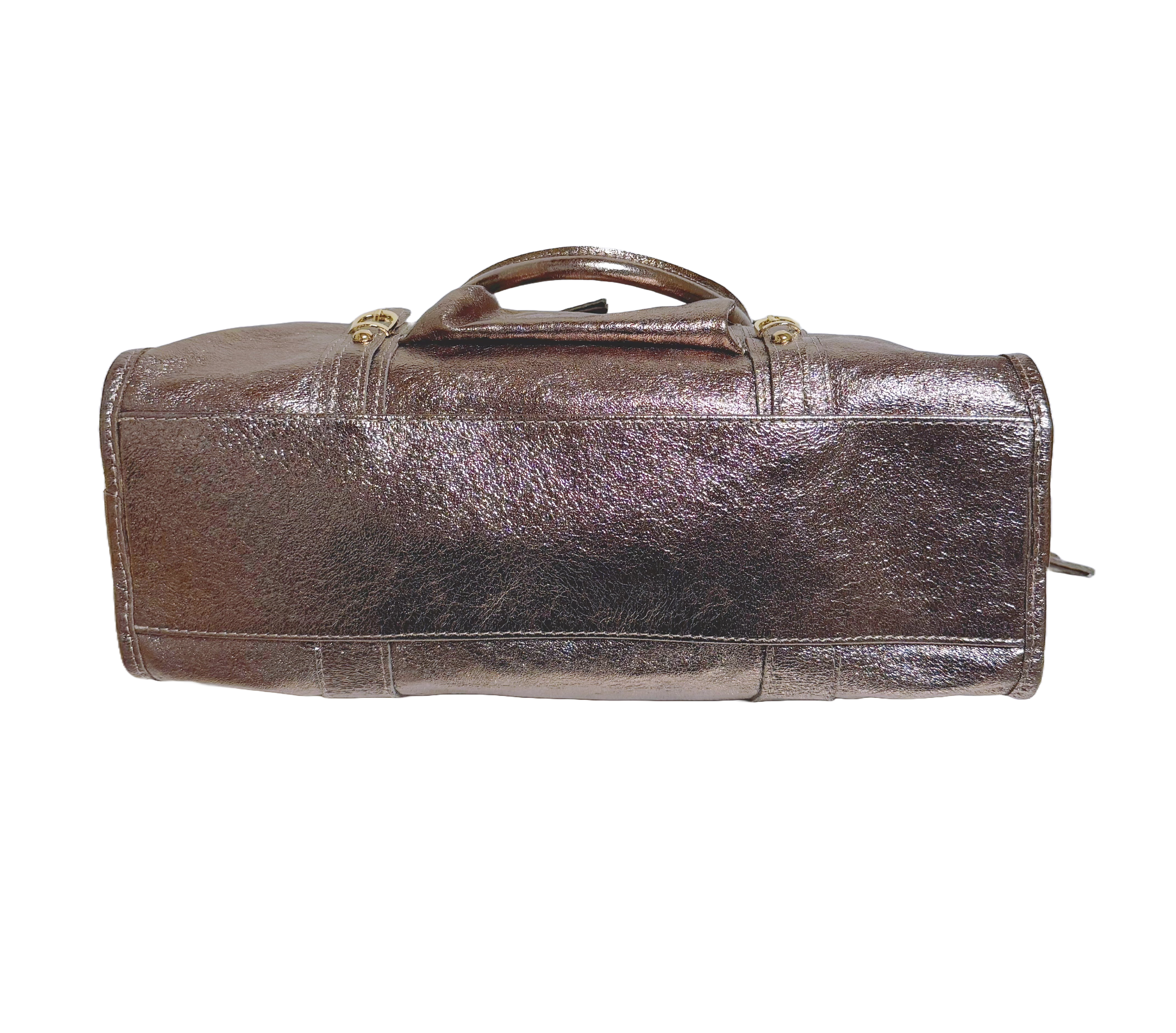 Sac à main en cuir véritable bronze irisée EMMA