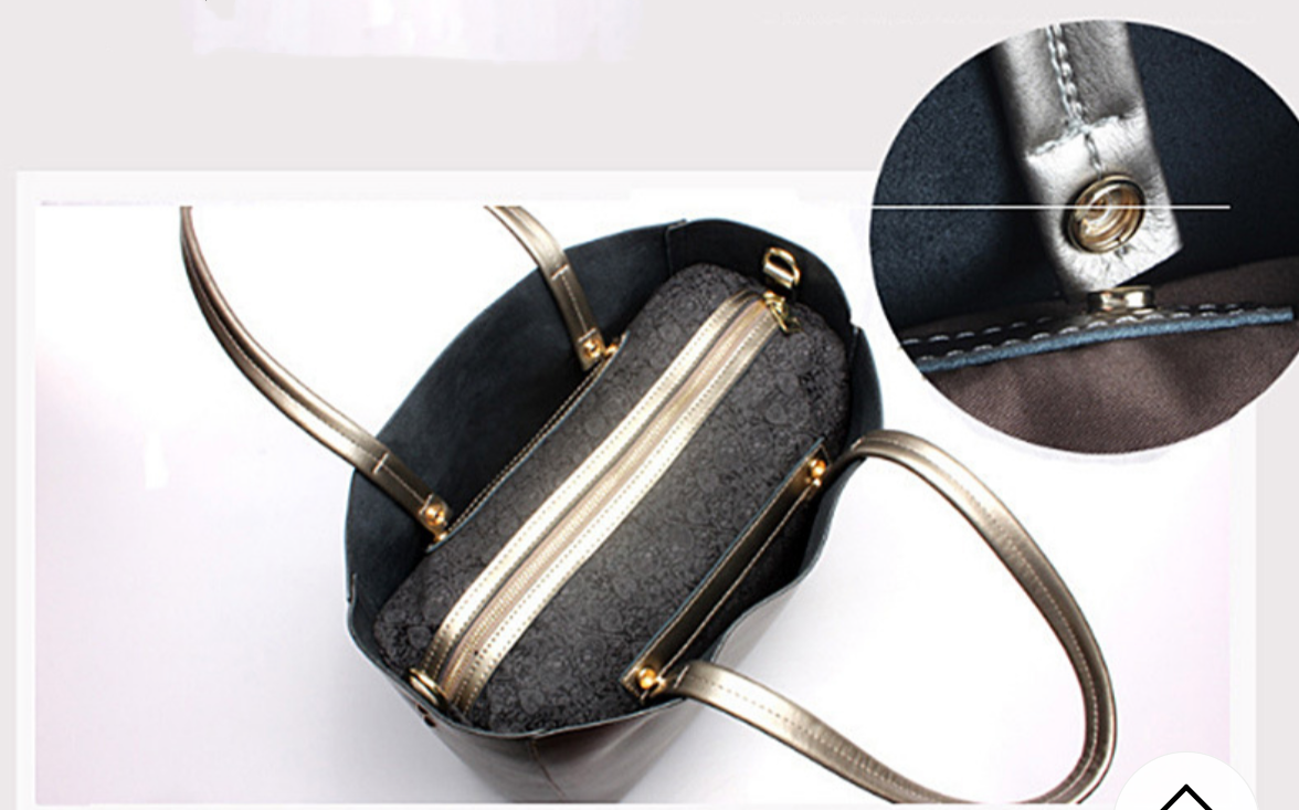 Sac cabas en cuir véritable brillante -camili