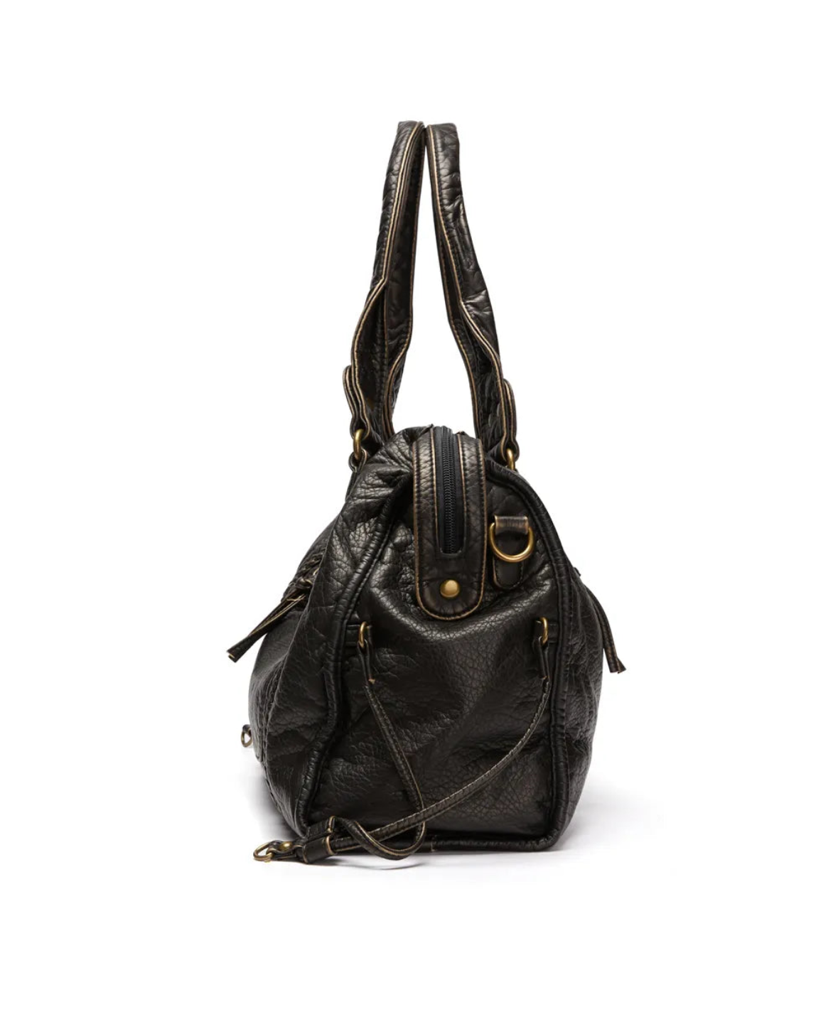 Large black crossbody shoulder handbag