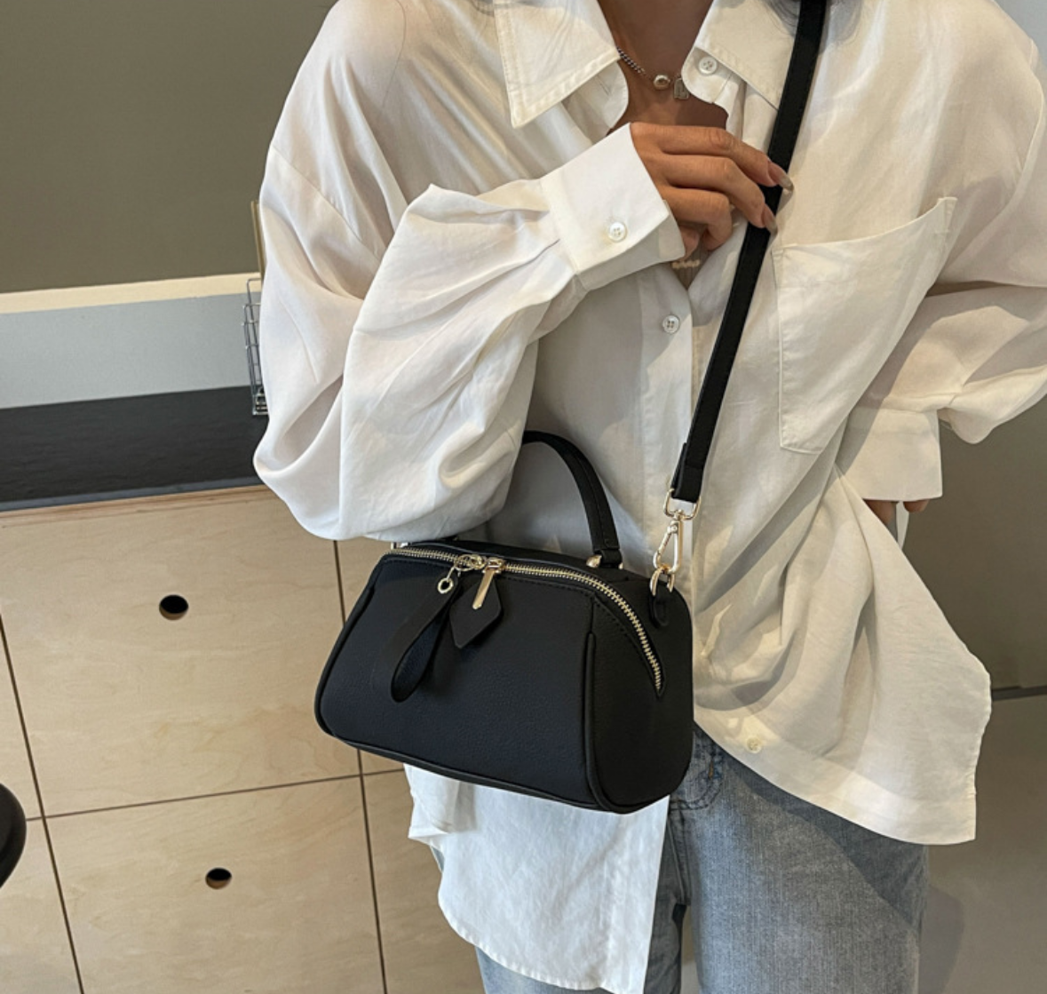 Sac en cuir véritable main bandoulière melina