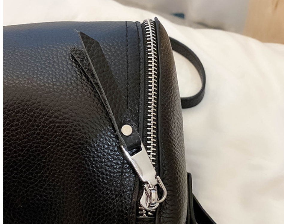 Sac en cuir véritable main bandoulière noire miss linda