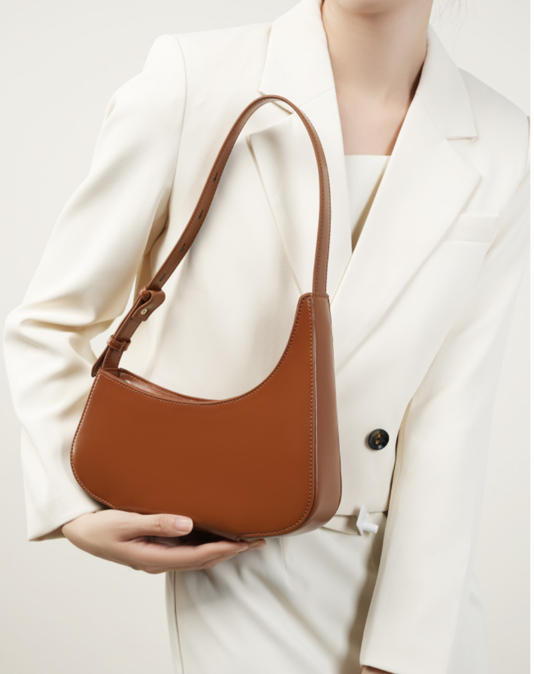 Sac Demi lune en cuir véritable fanny