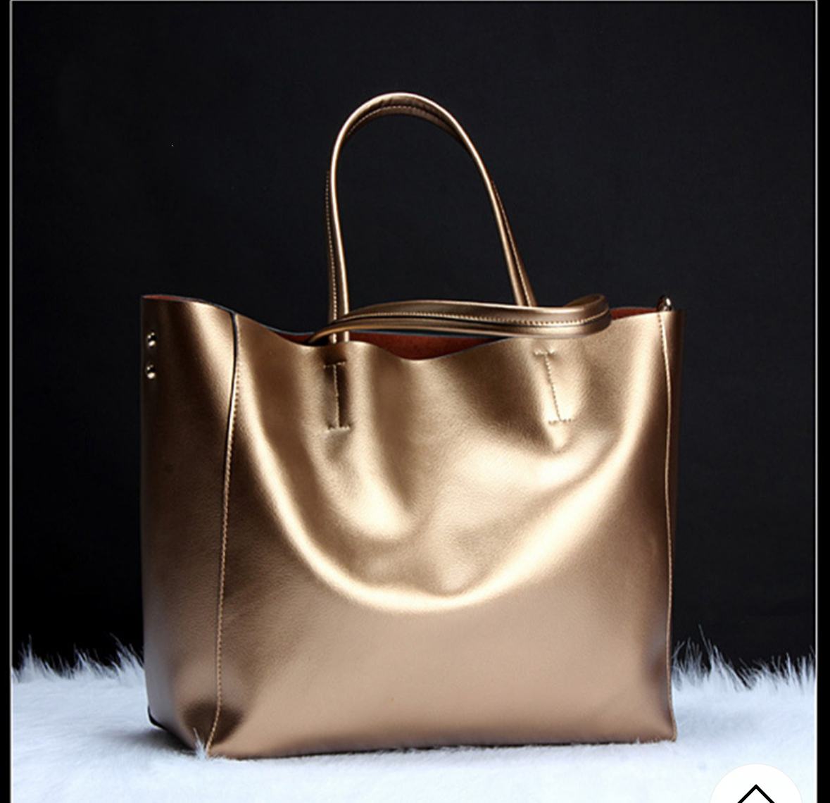 Sac cabas en cuir véritable brillante -camili