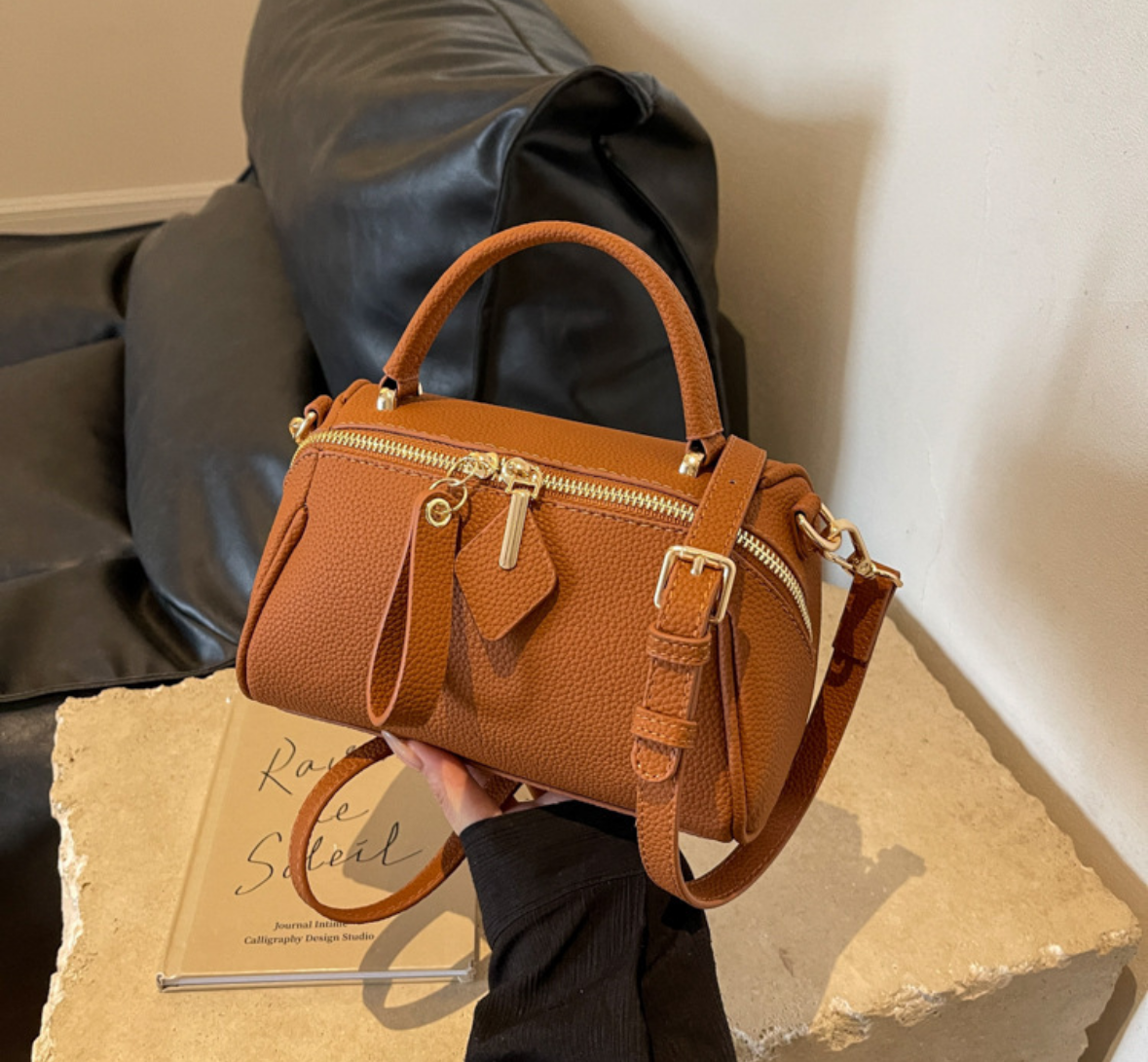 Sac en cuir véritable main bandoulière melina