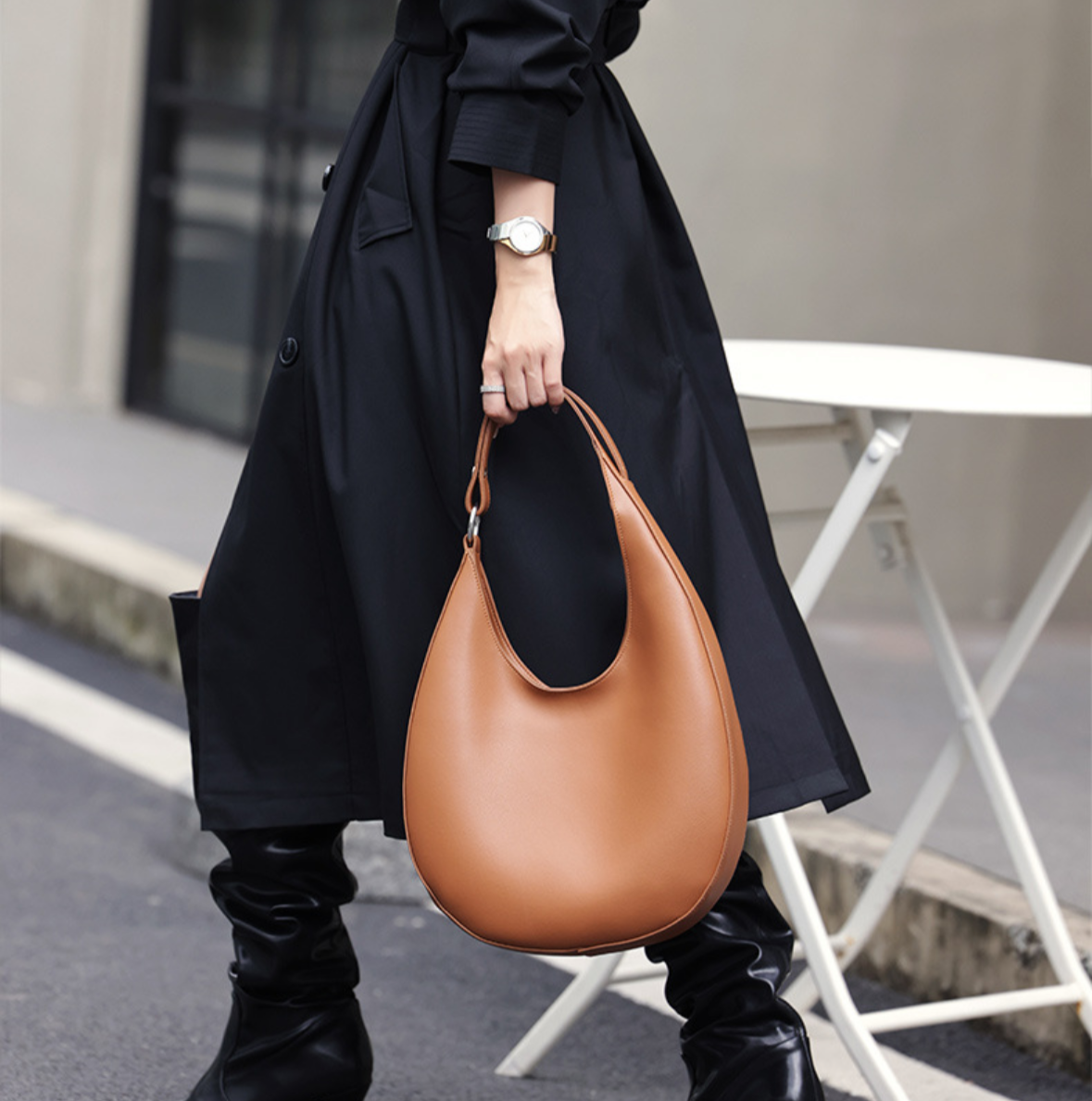 Sac Demi lune en cuir véritable LUNA