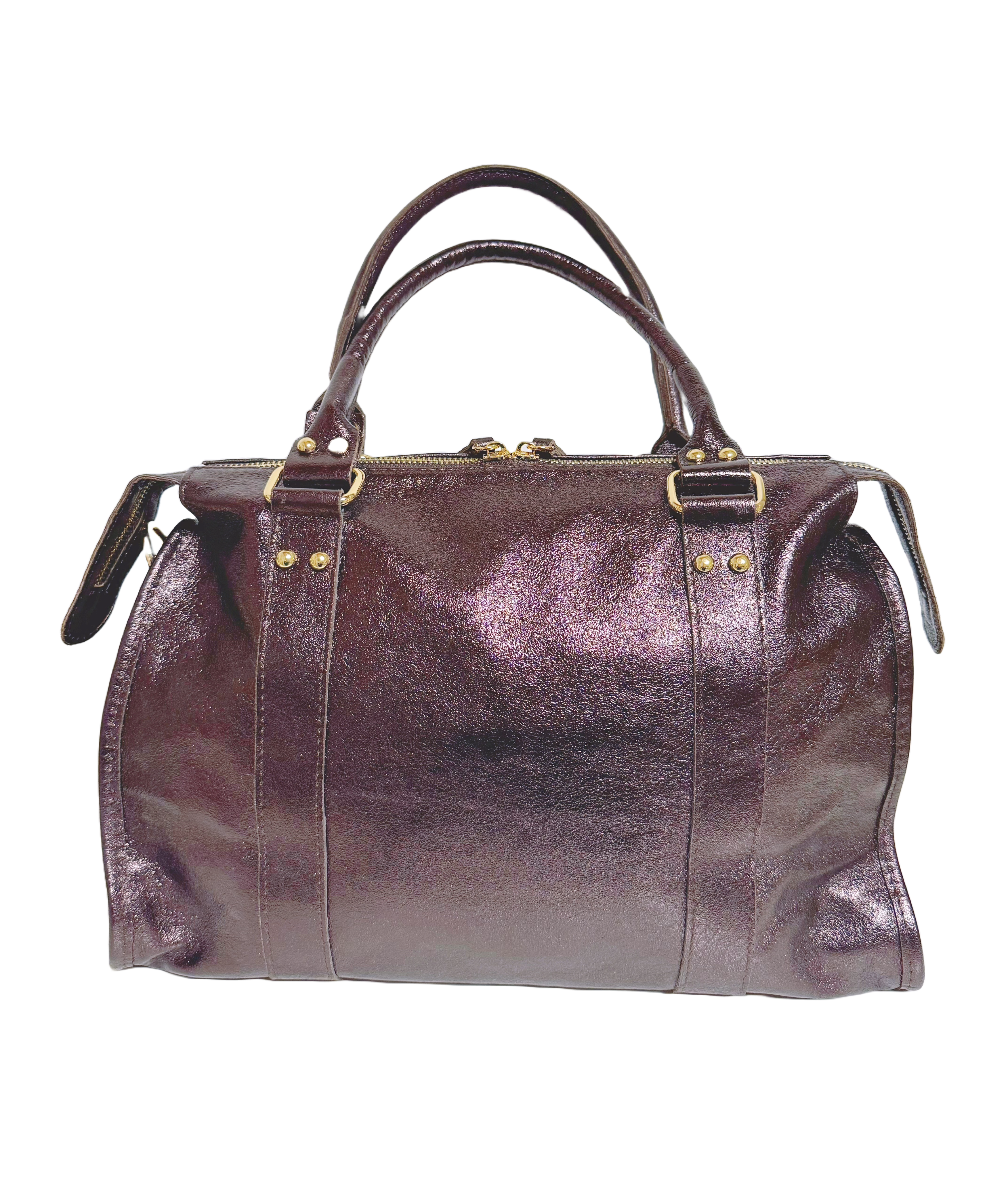 Sac de cours sports weekend en cuir irisé marron EMMA