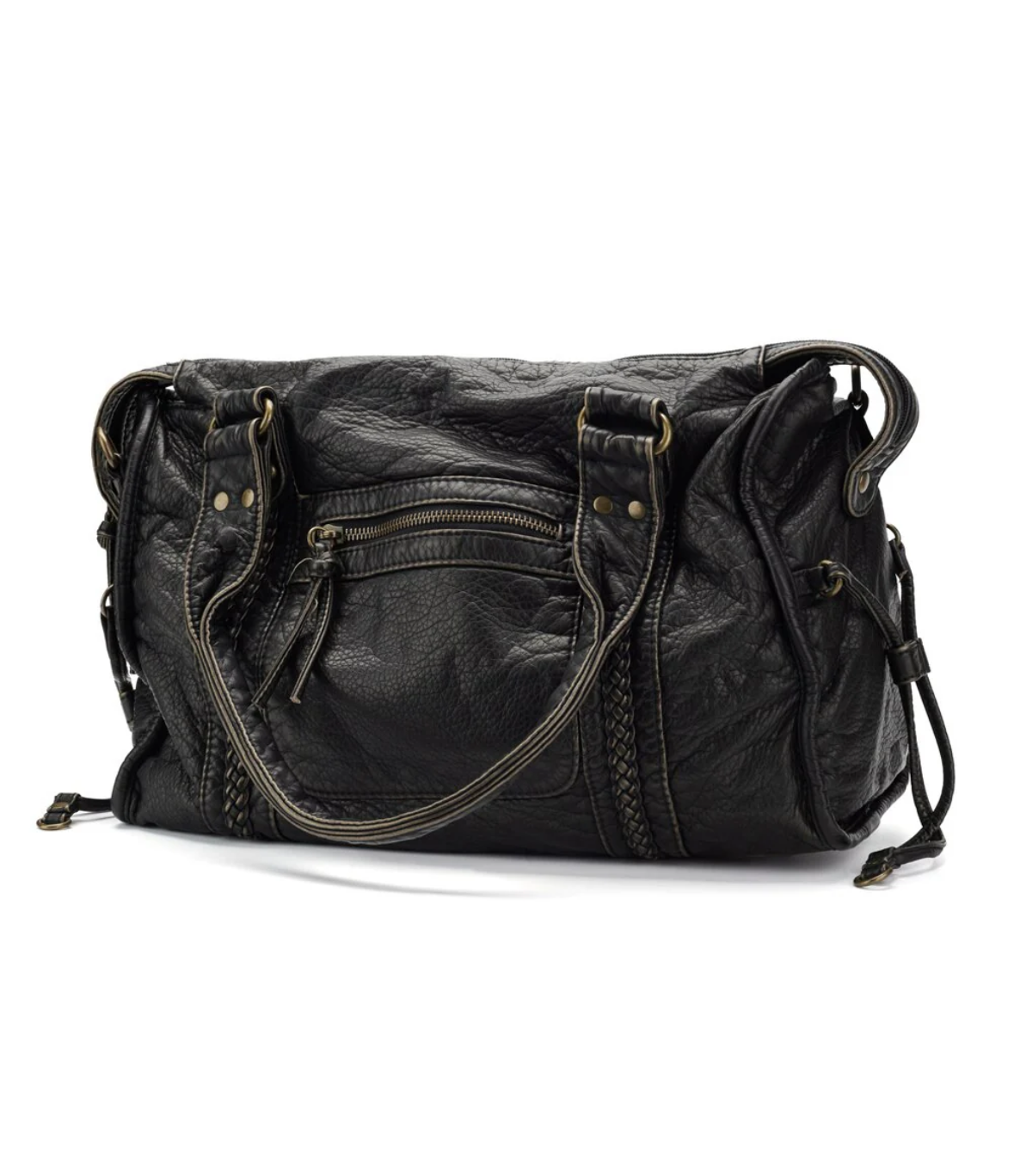 Large black crossbody shoulder handbag