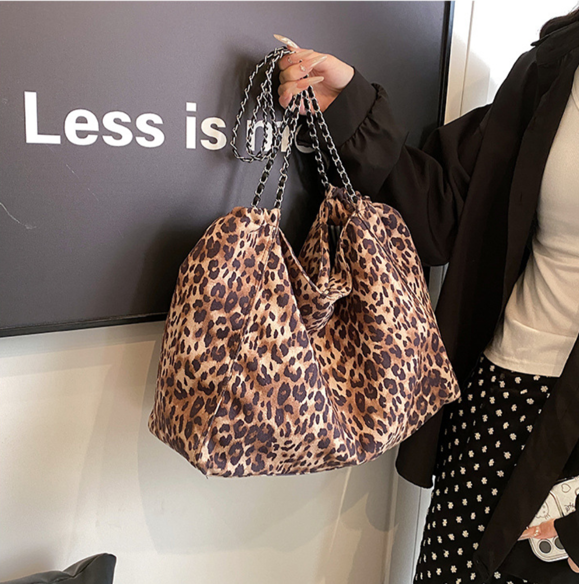 Grand sac en toile leopard