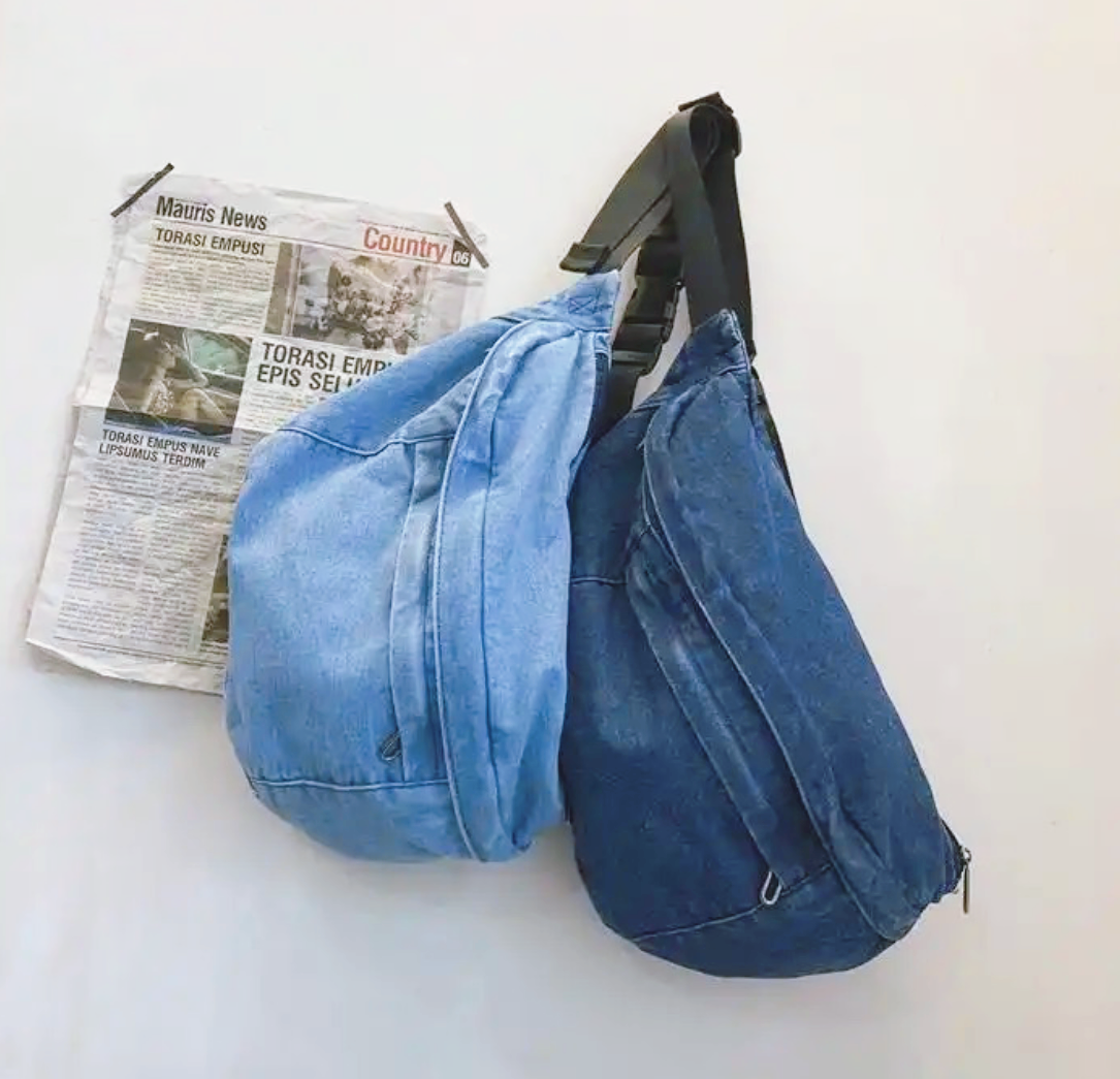 Grand sac banane en jean toile