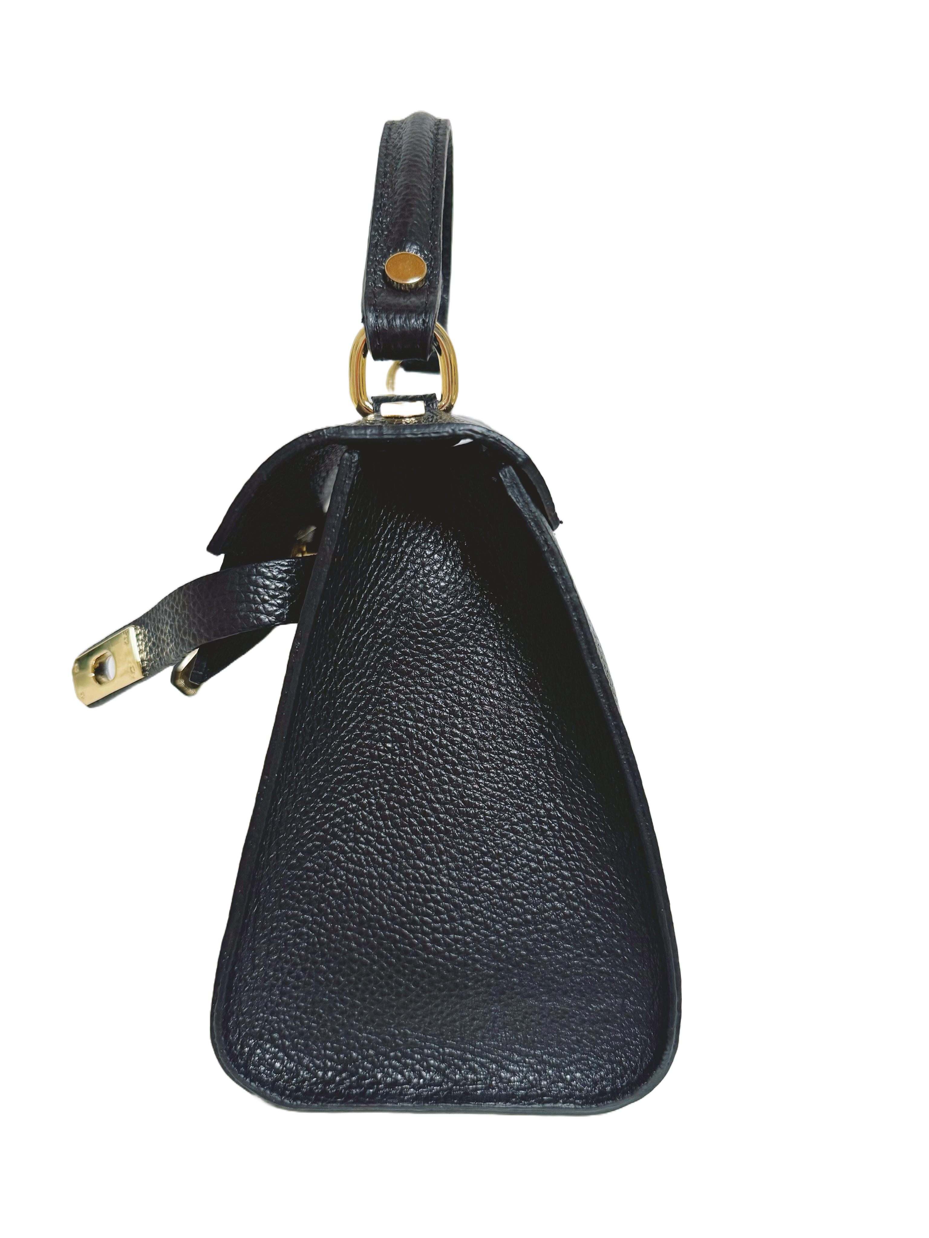 Sac à main bandoulière en cuir véritable noire HELENA